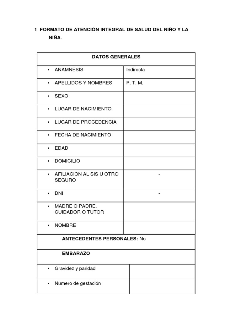1 Formato de Atención Integral de Salud Del Niño y La | PDF | Vacunas ...