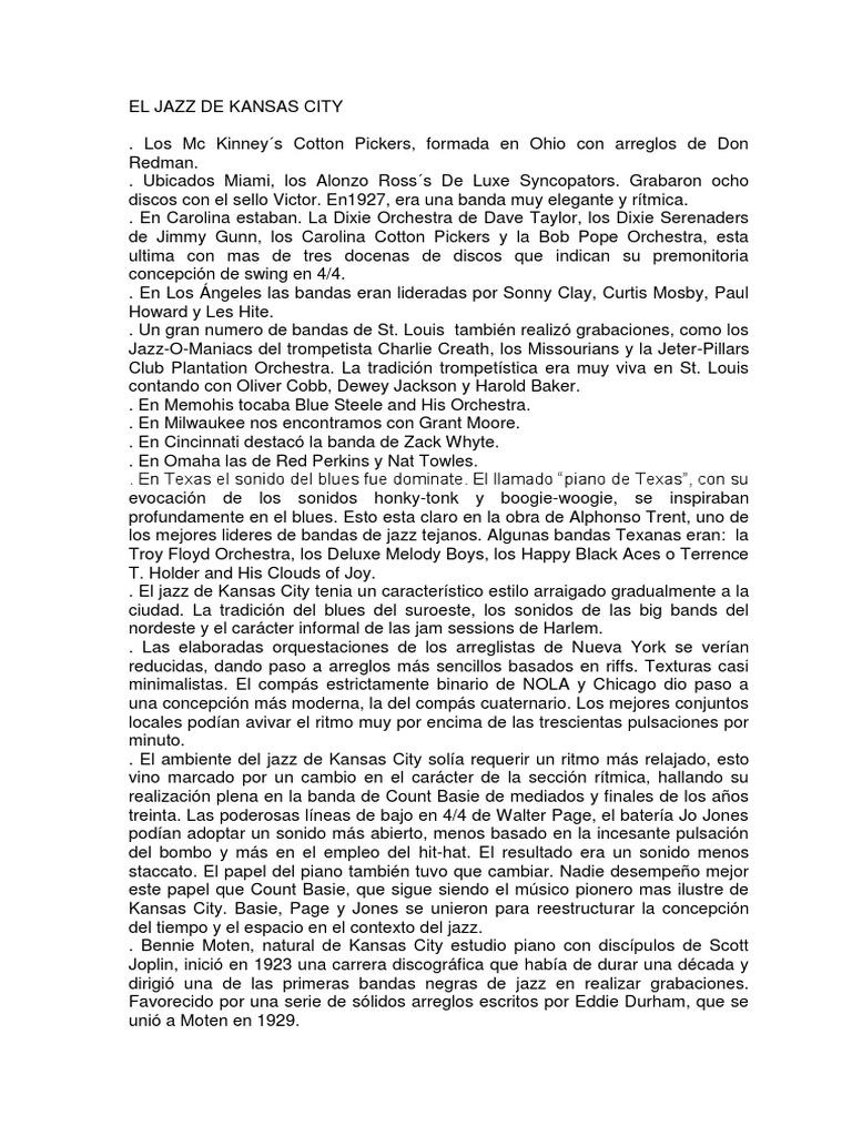 El Jazz de Kansas City. Tercera Tarea. | PDF