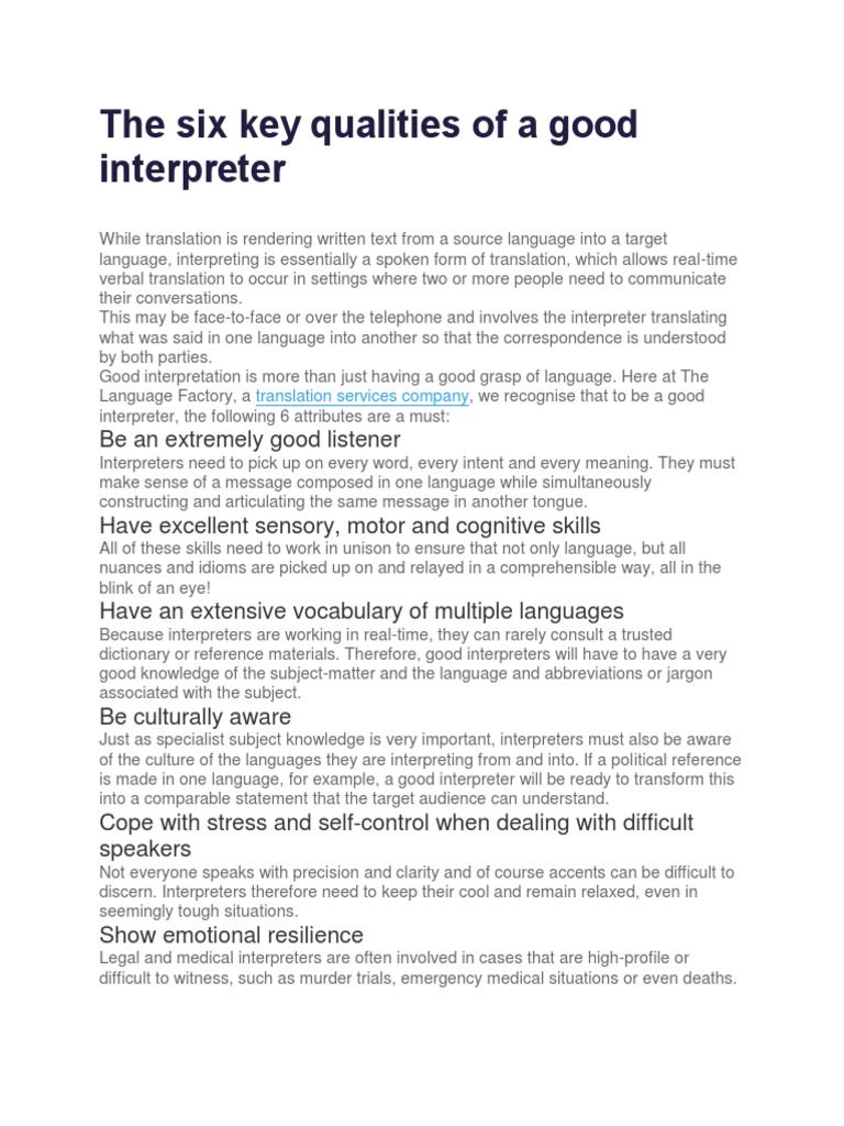 INTERPRETER QUALITIES visual data 2