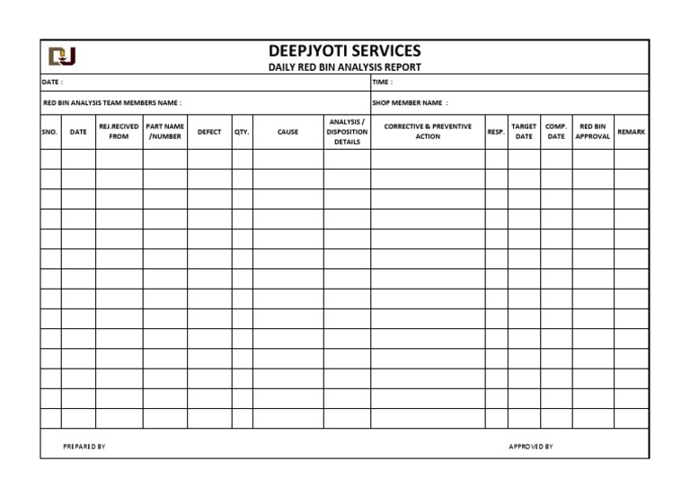 Red Bin Analysis Format PDF