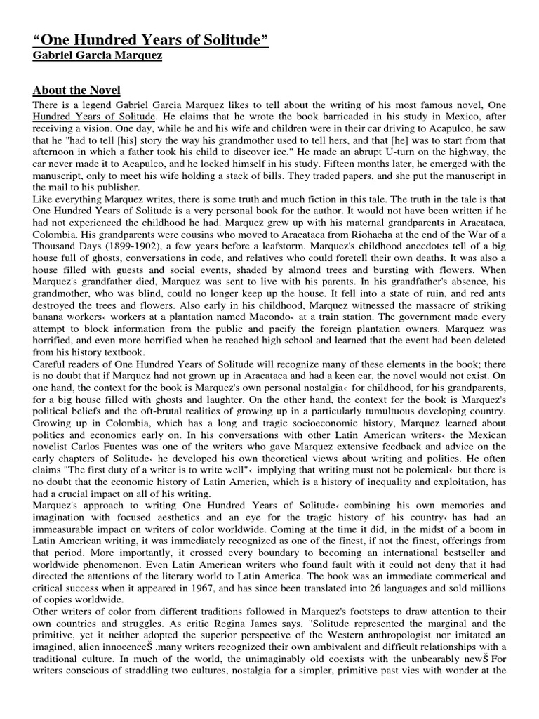 One Hundred Years of Solitude Overview | PDF