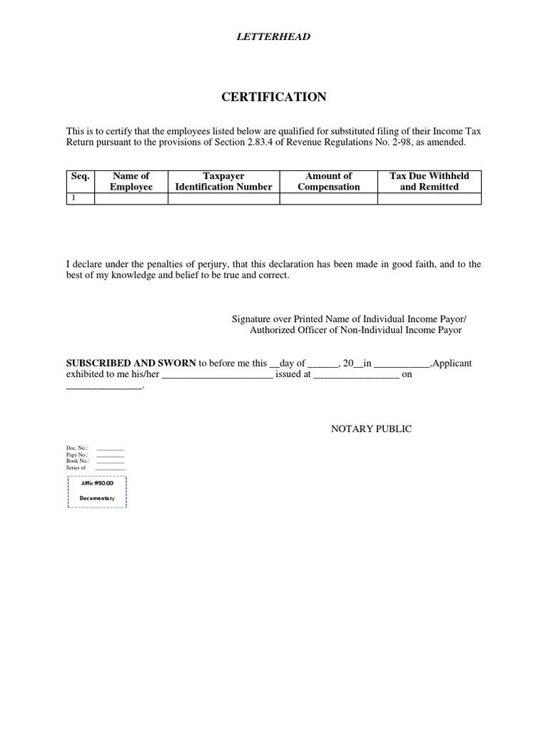Employee Alphalist Certification Form | PDF