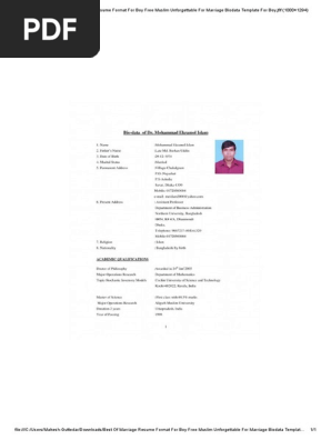 Marriage Biodata