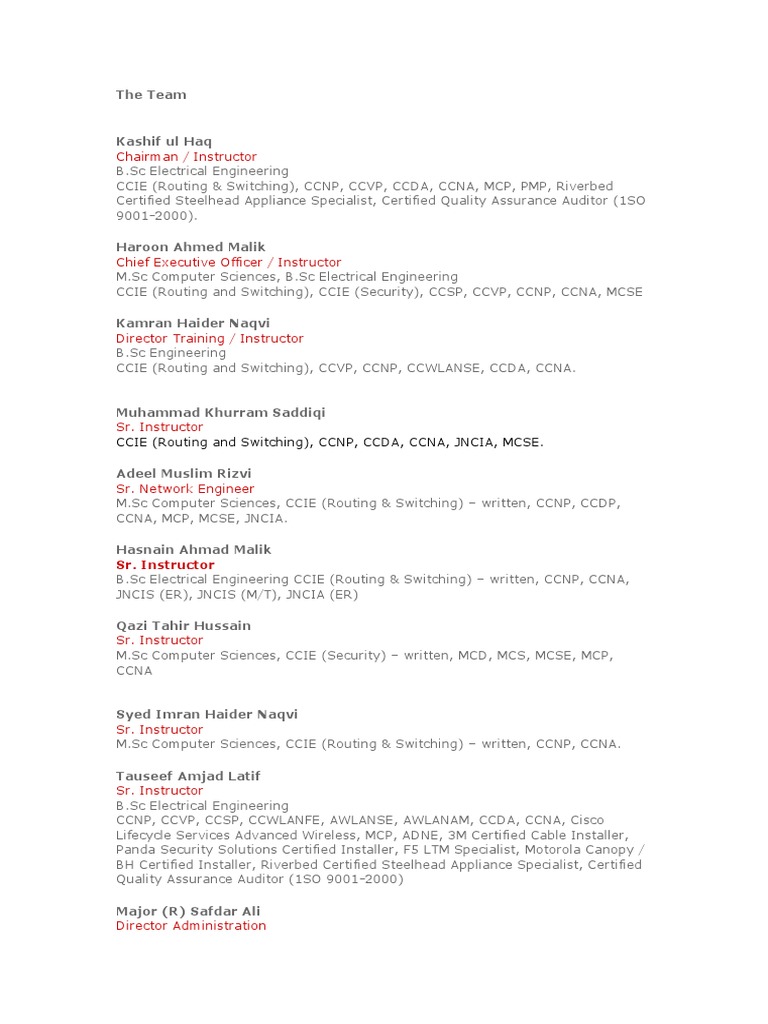 Expert IT Training Team Profiles | PDF