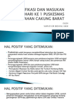 Klarifikasi Dan Masukan Hari Ke 1 Puskesmas Kelurahan Cakung Barat