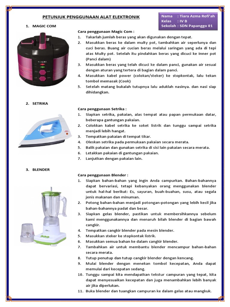 Petunjuk Penggunaan Alat Elektronik Pdf