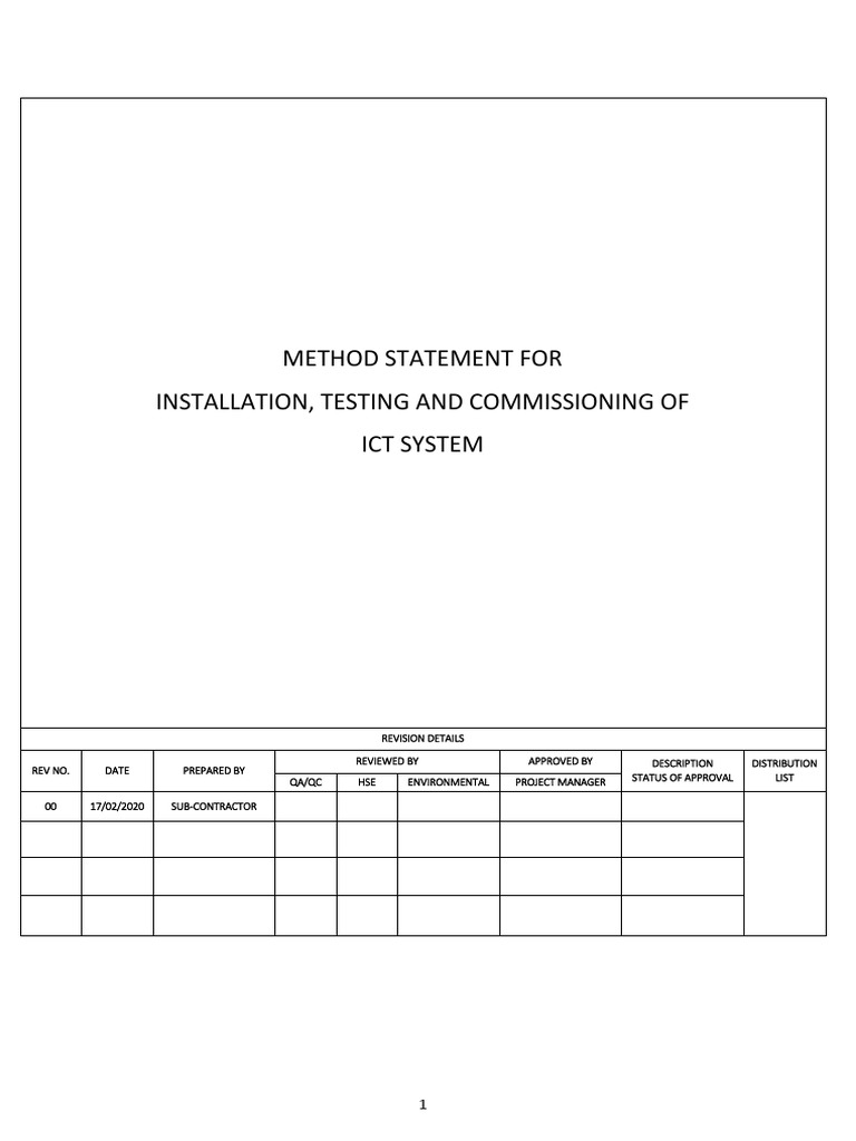 ICT System Installation Method Statement | PDF