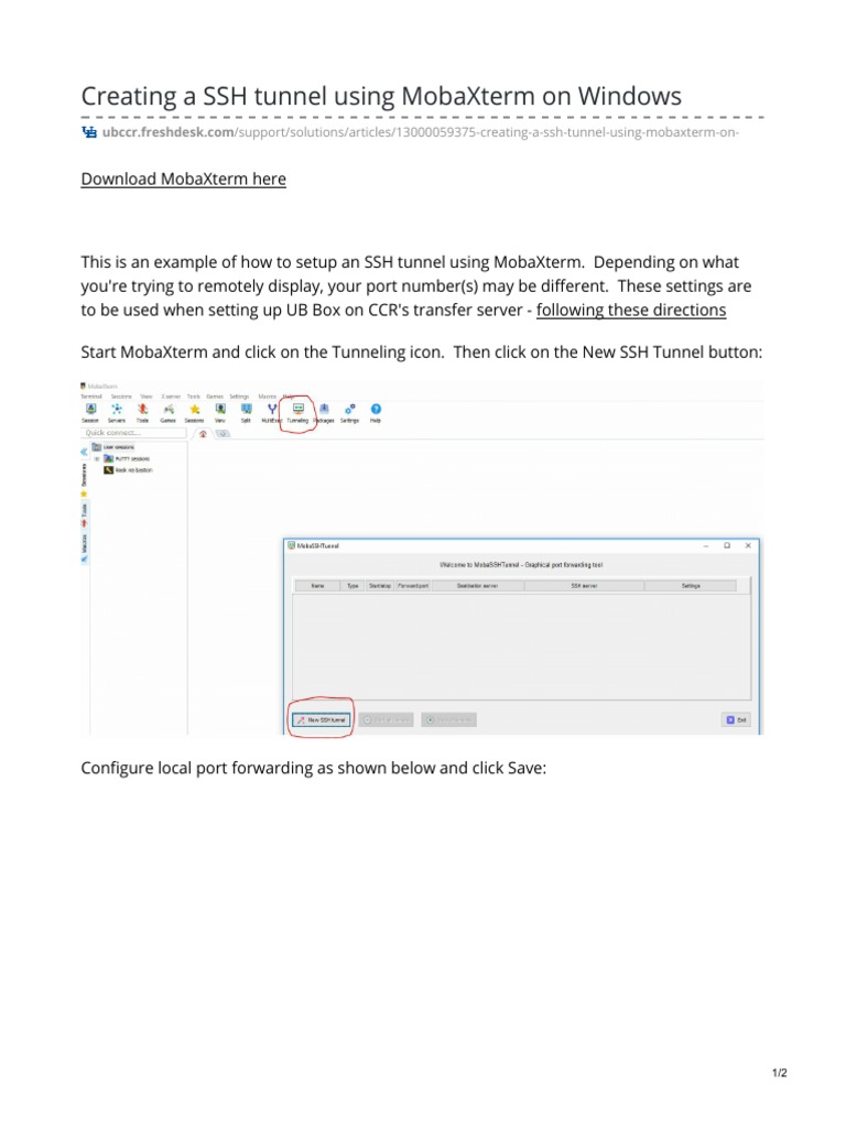 SSH Tunnel Setup with MobaXterm | PDF | Computers