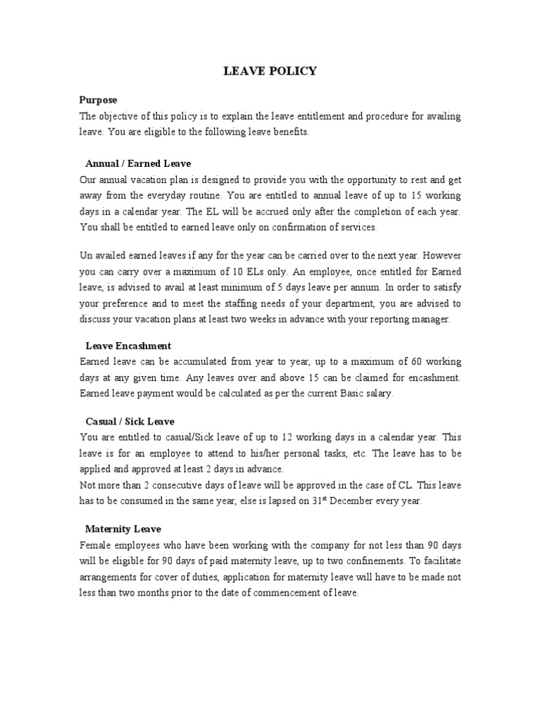 Leave Policy | PDF