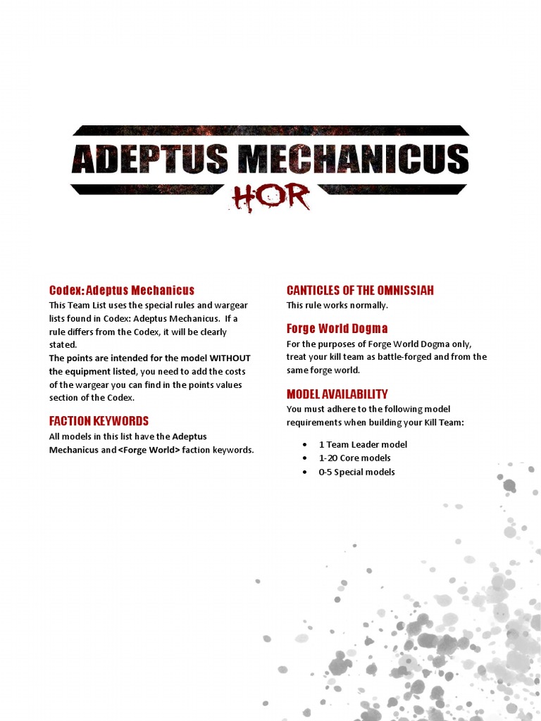 Adeptus Mechanicus Kill Team Guide | PDF