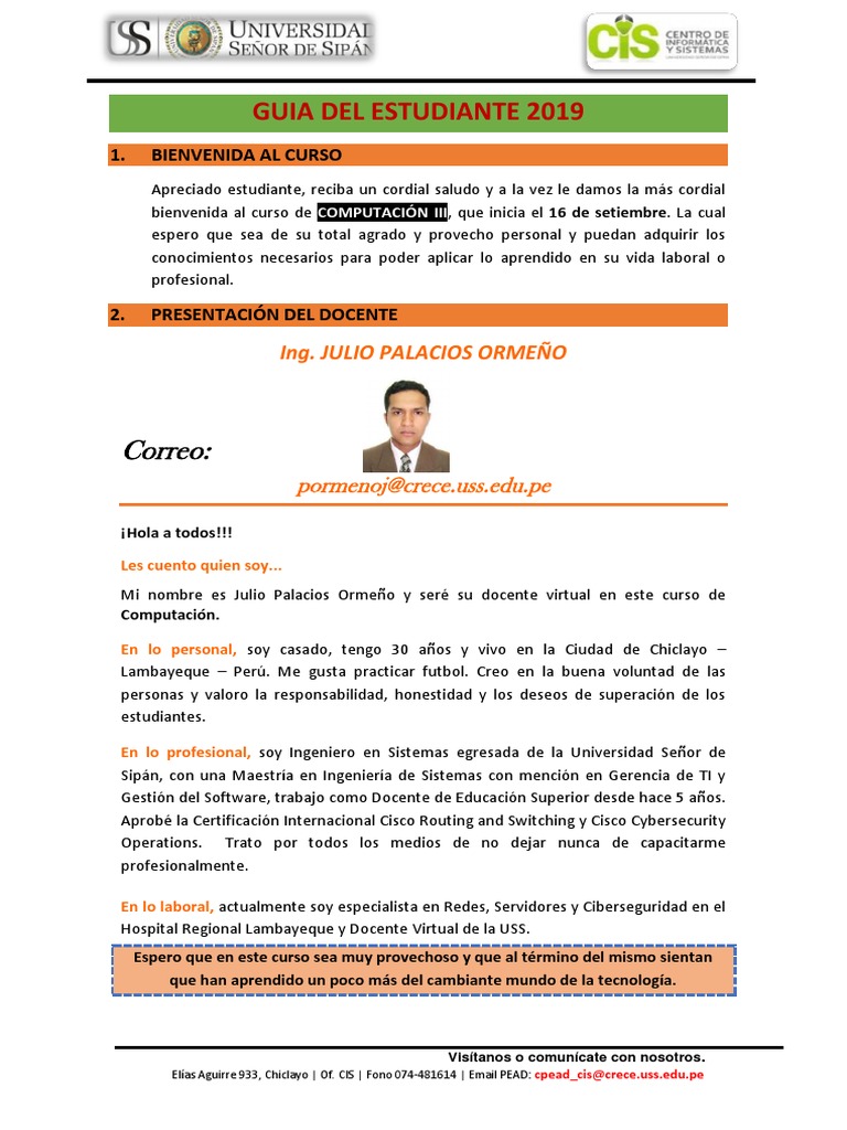 Guía del Estudiante Computación III 2019 | PDF | Crecimiento personal y ...