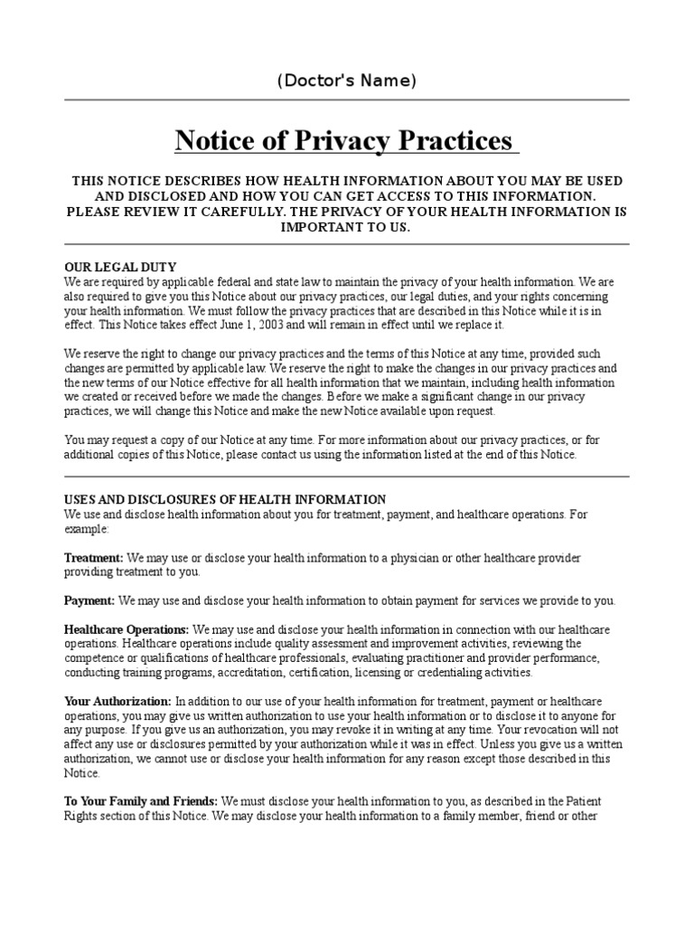 Health Information Privacy Notice | PDF | Privacy | Health Informatics