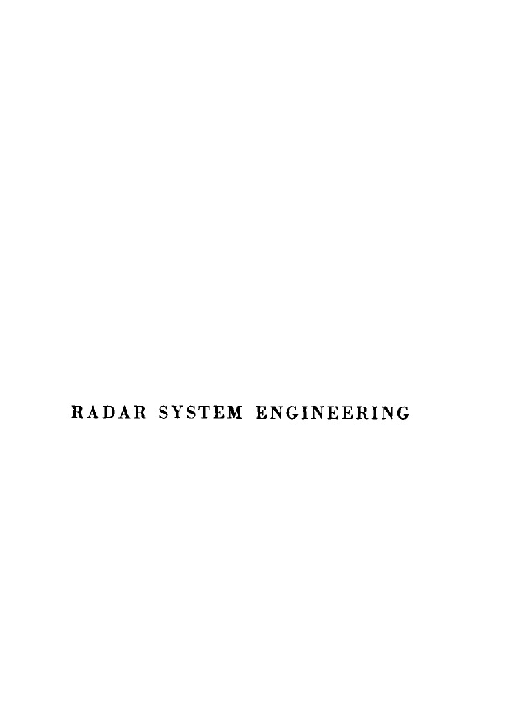 MIT Radiation Lab Series - Vol 1 Radar System Engineering | PDF | Radar ...