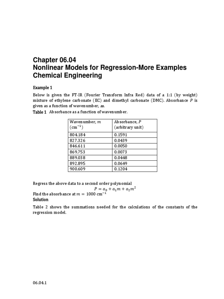 Nonlinear Regression Models in Chemical Engineering | PDF