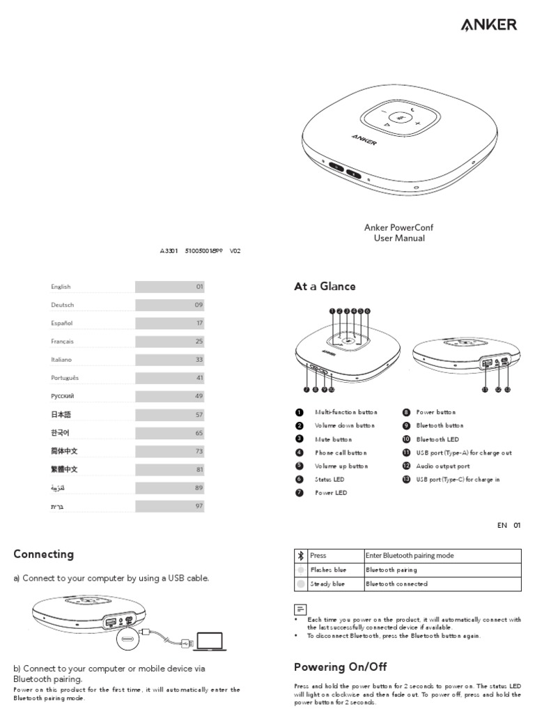 A3301 Anker PowerConf User - Manual | PDF