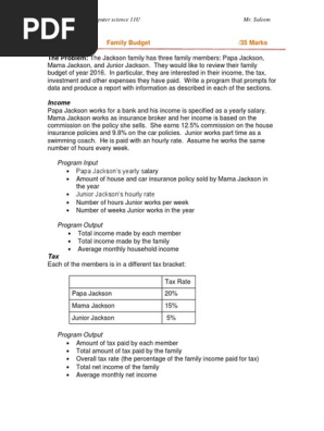 Assignment 1- Family Budget