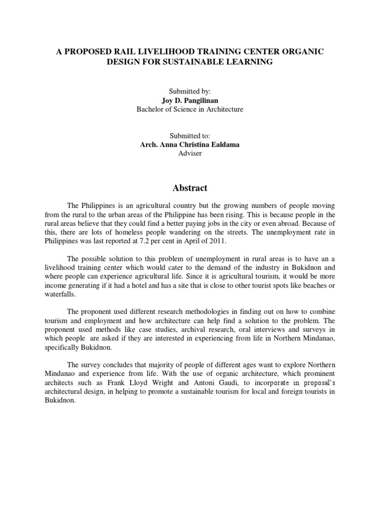 Proposed Livelihood Training Center Design | PDF | Social Science