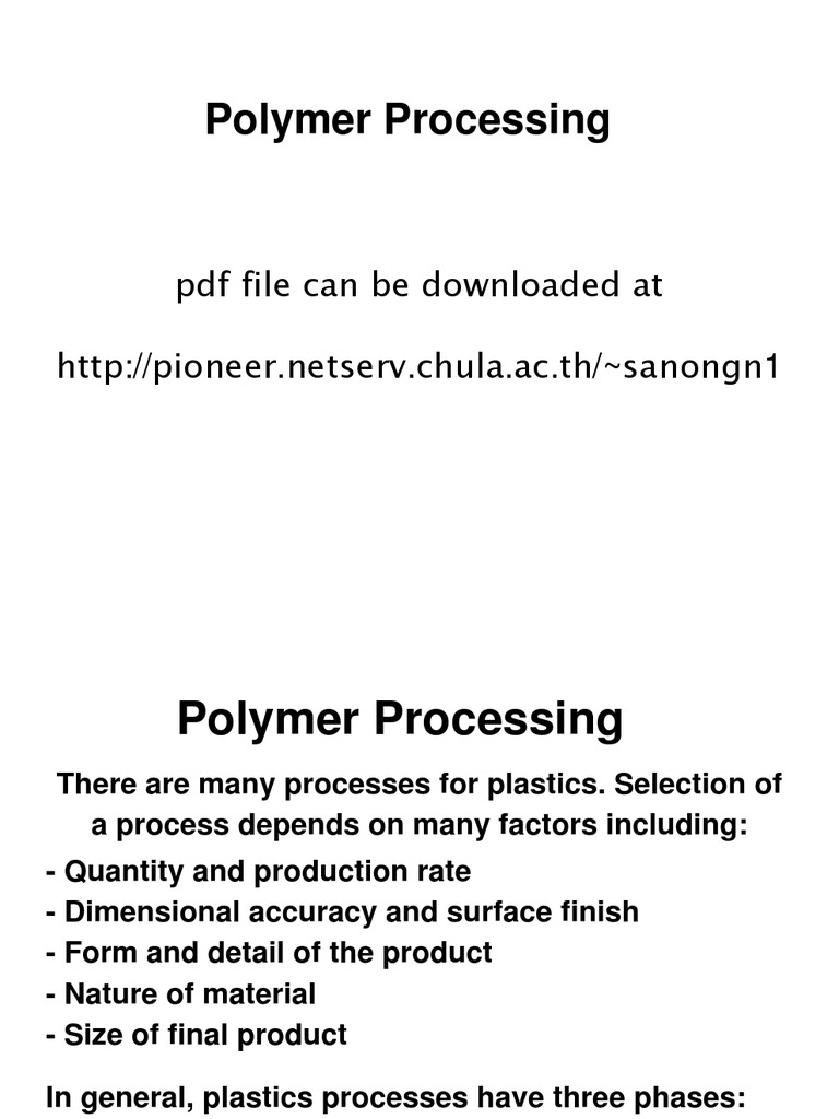 Polymer Processing Techniques Guide | PDF | Extrusion | Materials Science
