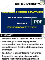 Lecture II Bio 101 Components of Ecosystem