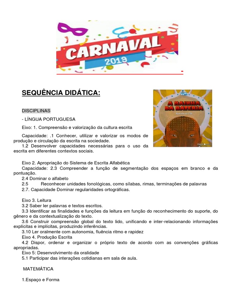 Sequência Didática: Carnaval 2º Ano | PDF | Arte