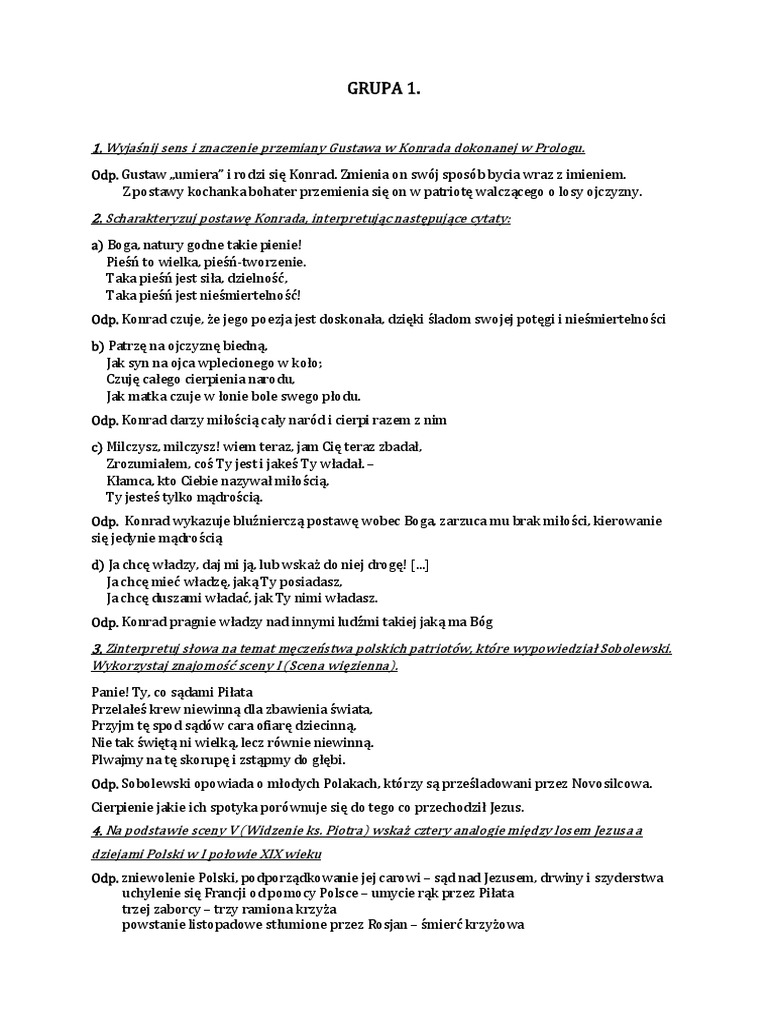 Przemiana Gustawa W Konrada Ktora Scena