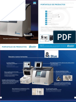 Dislocación de nuevo máquina de coser Brochure Essilor Solutions Sistemas de Biselado | PDF