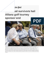 Holocaust Survivors Hail Allianz Tourney End - 2017