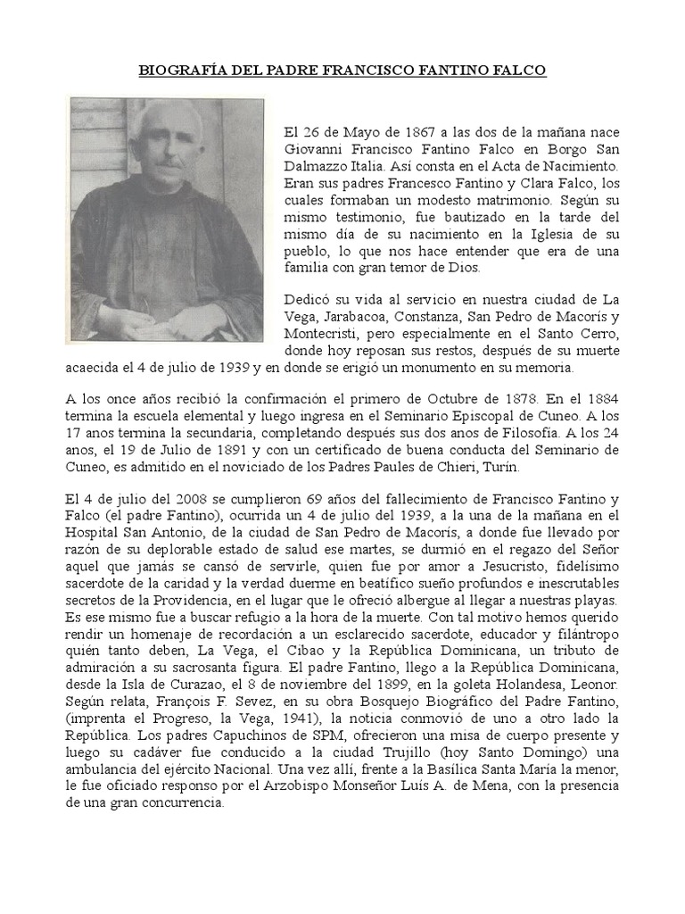Biografía Del Padre Francisco Fantino Falco PDF