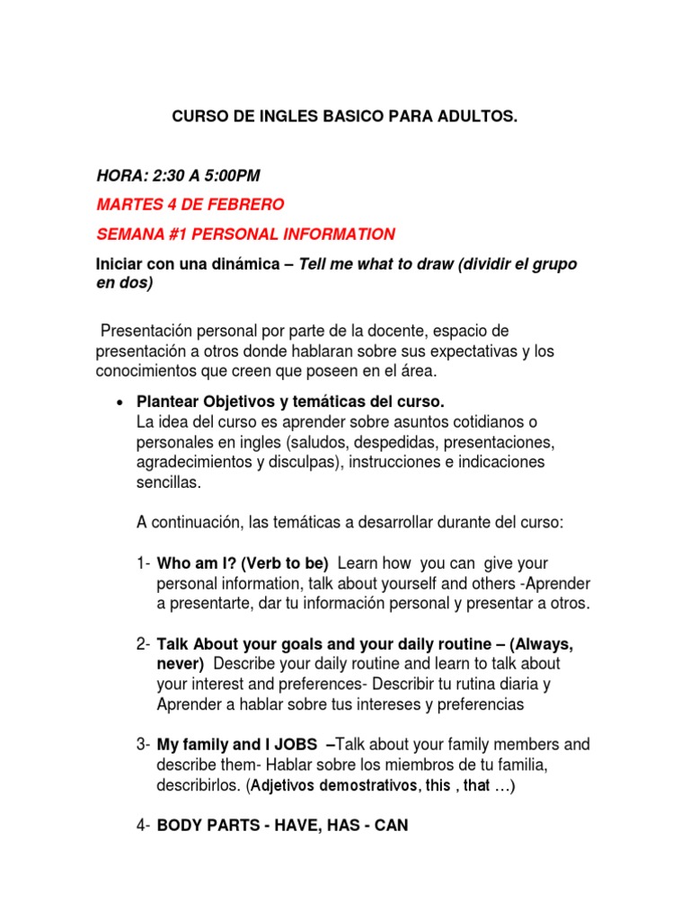 Curso de Ingles - para Adultos | PDF