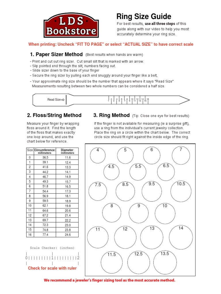 Lds Bookstore Ring Sizing Guide PDF | PDF