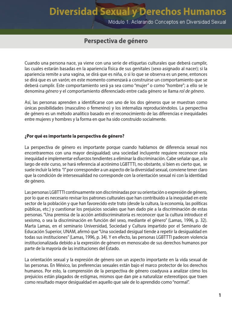 Diversidad Sexual y Perspectiva de Género | PDF | Género | Estudios de ...
