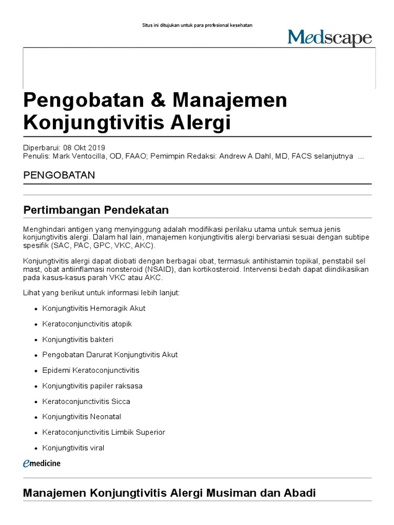 Allergic Conjunctivitis Treatment & Management Approach