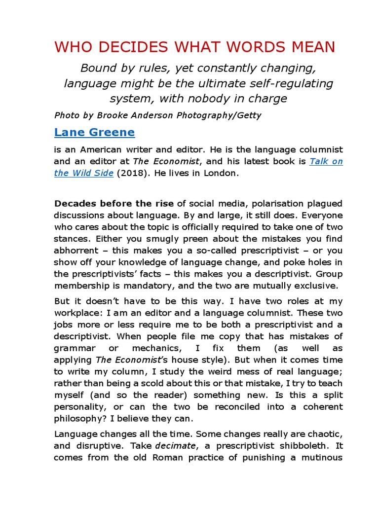 Who Defines Language Meaning? | PDF | English Language | Semantics