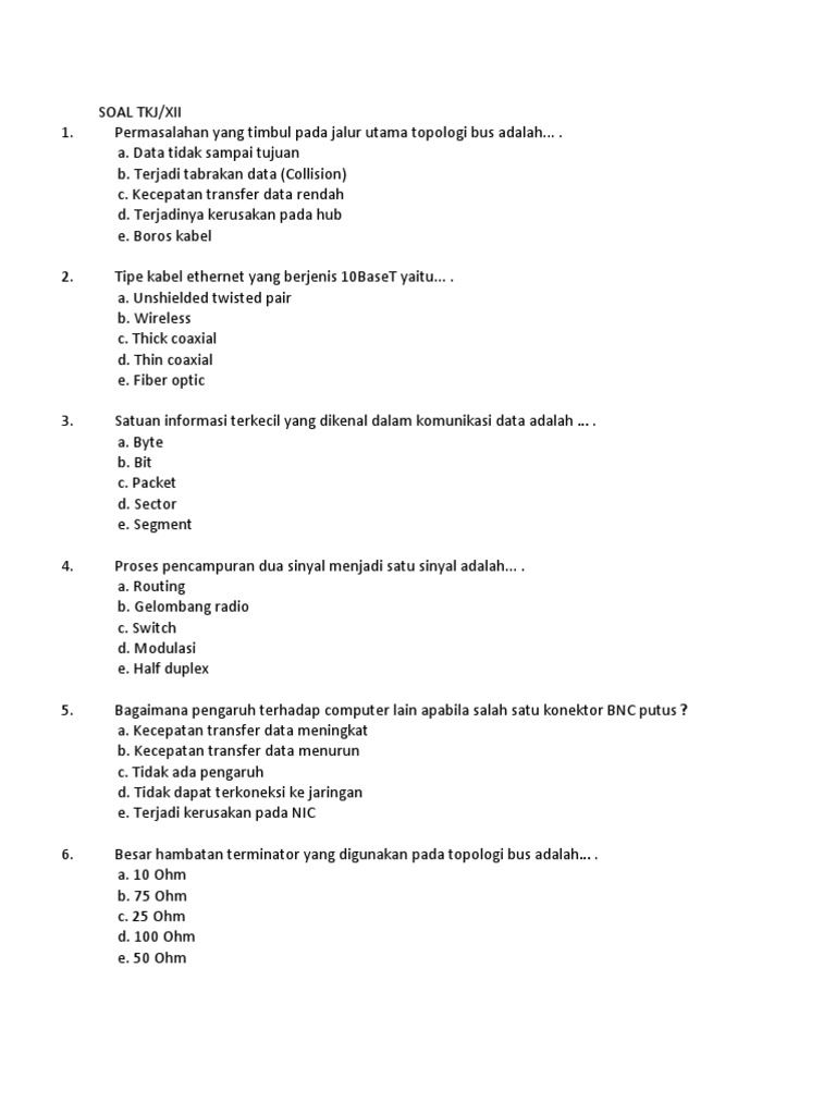 Soal Tkj Kelas 3 Semester Genap