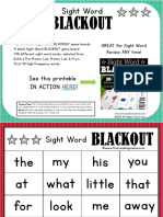 Sight Word BlackOut Kindergarten