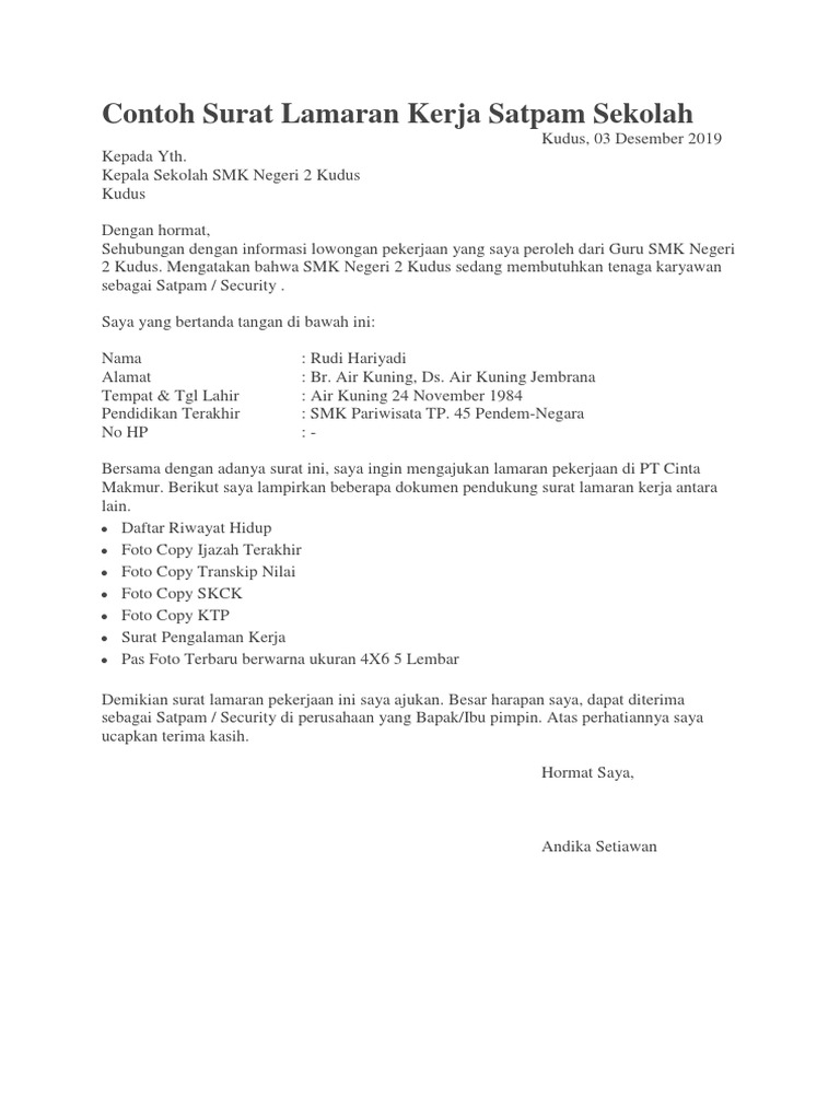 Download 77+ Contoh Surat Surat Lamaran Kerja Security Gratis Terbaru