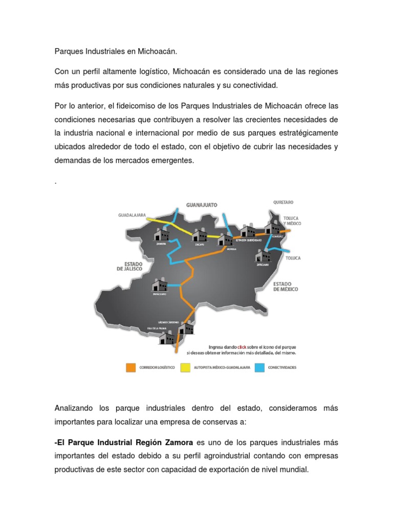 Parques Industriales en Michoacán | PDF | Agronegocios | Industrias