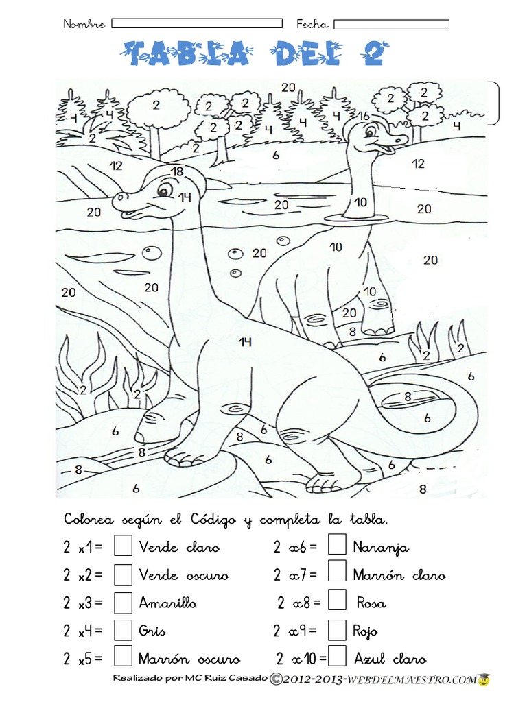Tabla del 2 para Colorear y Completar | PDF
