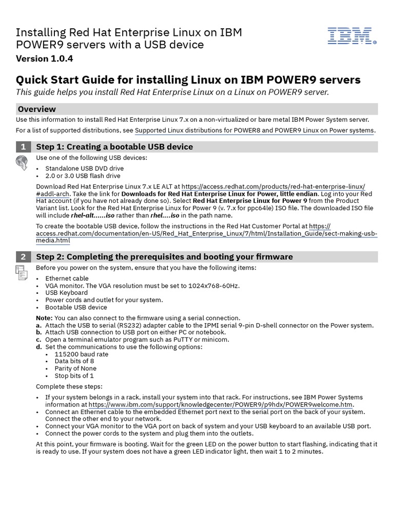 Red Hat Enterprise Linux Guide For Power 9 | PDF | Booting | Usb