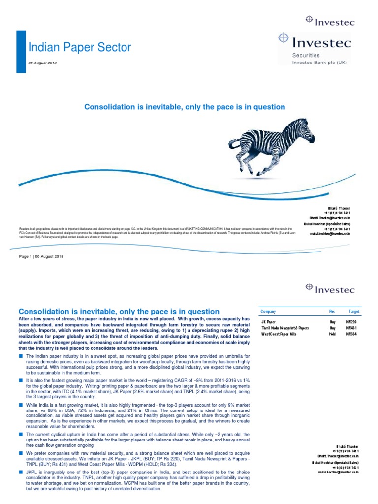 InvestecPaper Industry Report PDF Paper Economic Growth