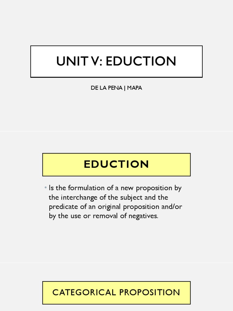 Eduction : Categorical Logic , Conversion, Obversion, and ...