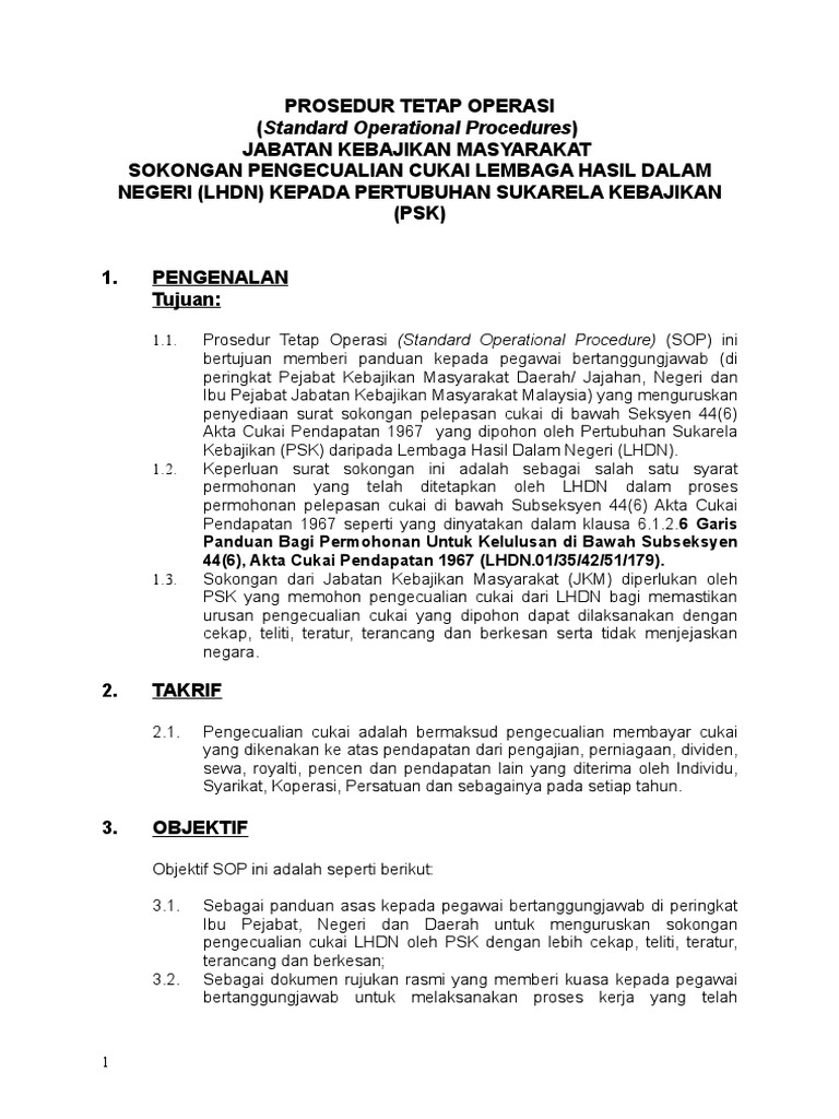 Surat Contoh Pelepasan Cukai Bagi Penyumbang Kepada Persatuan Kebajikan