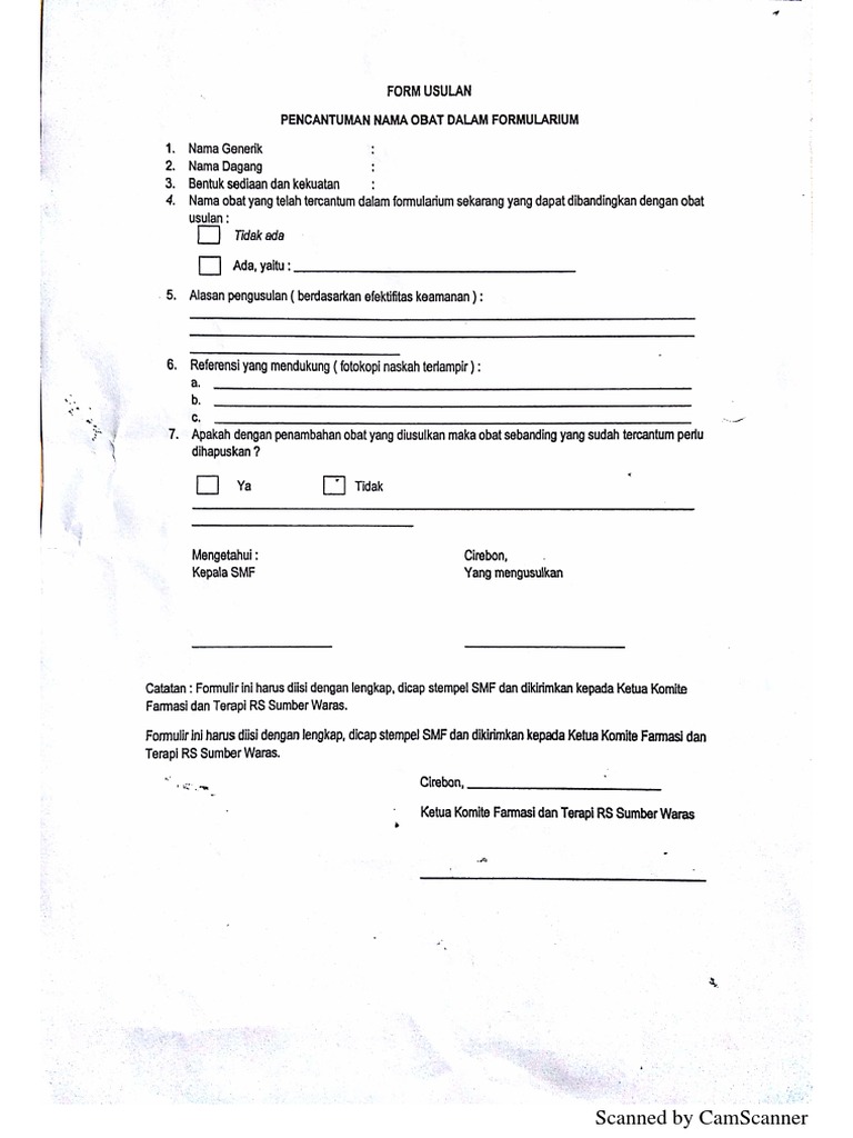 form usulan dalam formularium