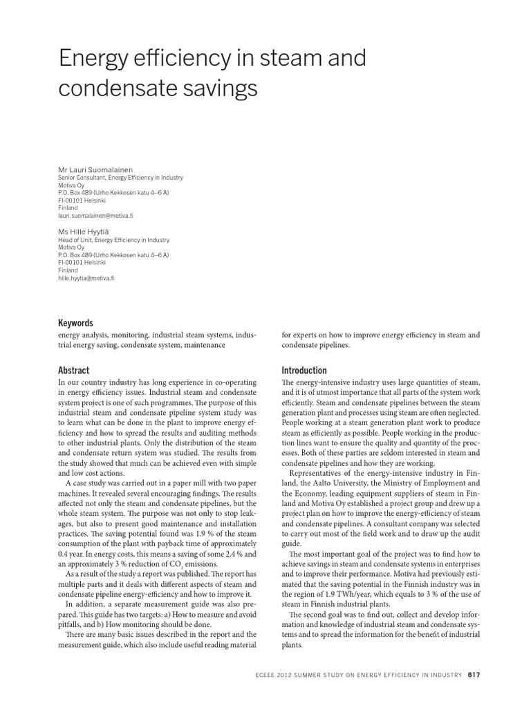 Energy Efficiency in Steam Systems | PDF