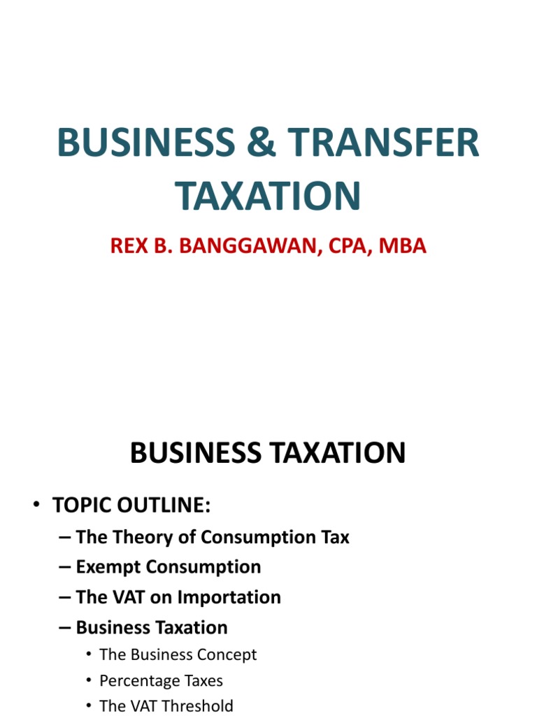 Business and Transfer Taxation by Banggawan PDF