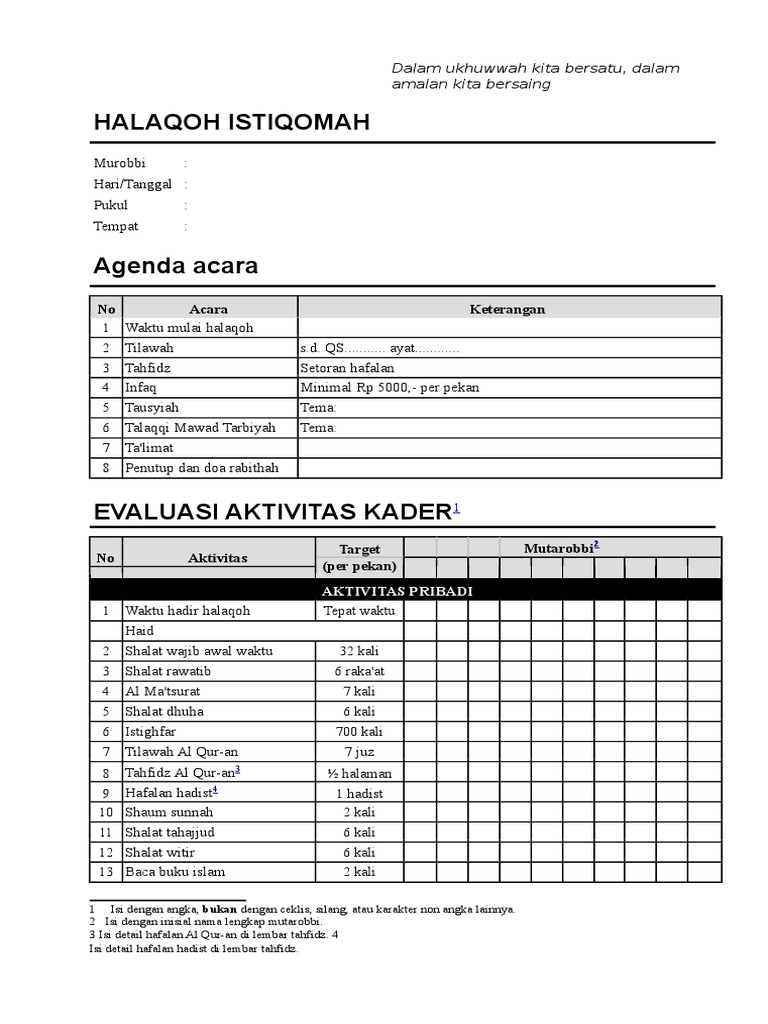 Mutabaah Yaumiyah | PDF