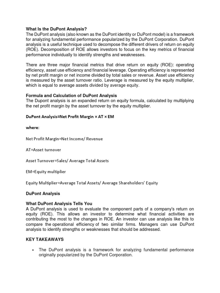 What Is The DuPont Analysis | PDF