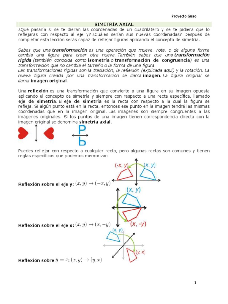 Simetría Axial: Conceptos y Ejercicios | PDF