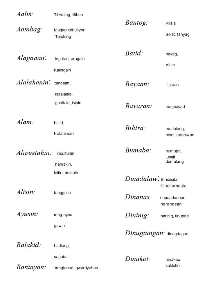 Kasingkahulugan Synonym | PDF