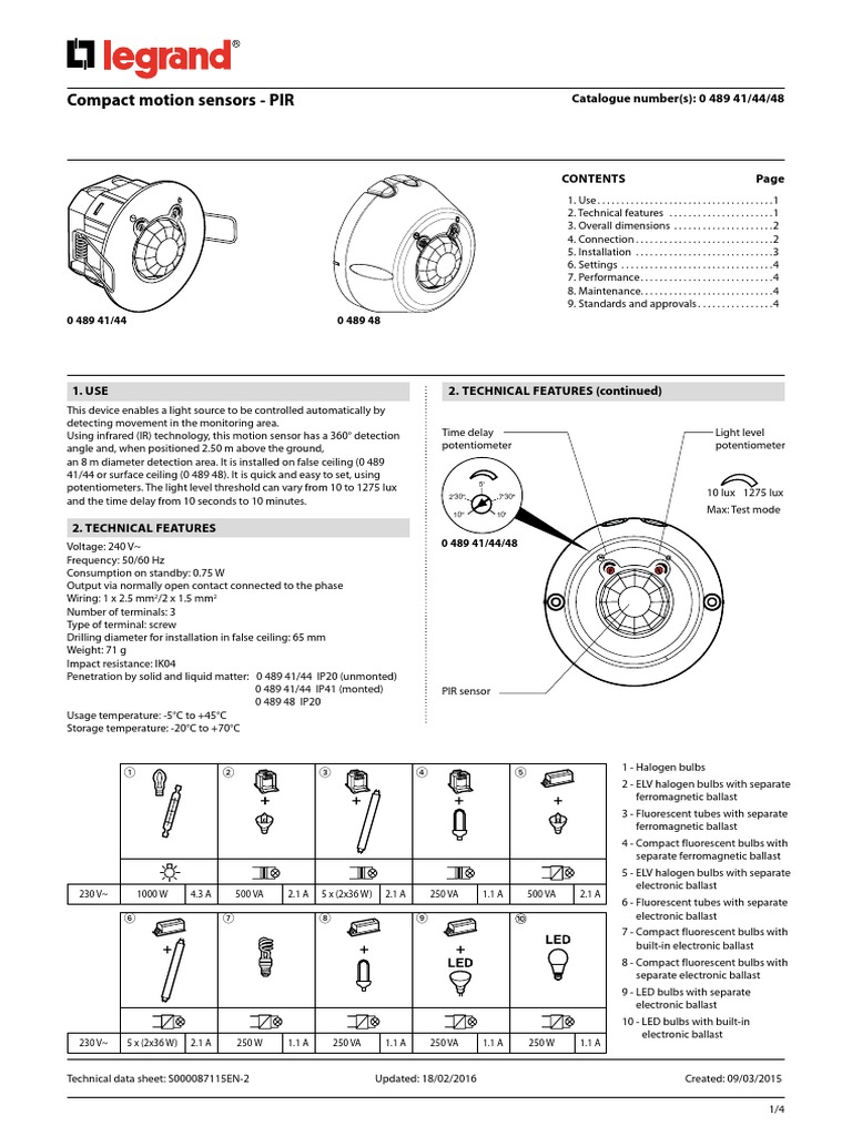 Legrand Motion Sensor 48941 | PDF